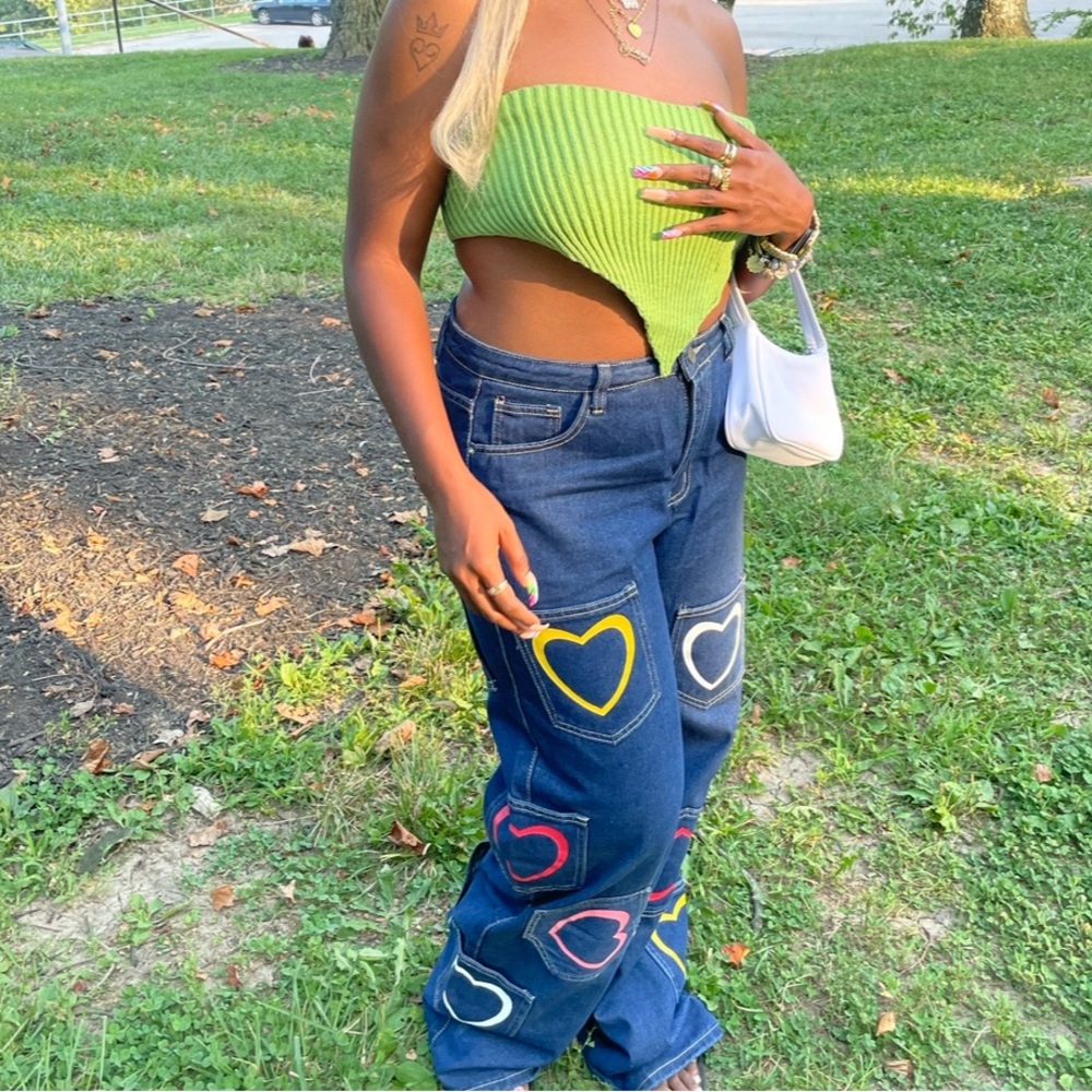 Y2K / 90s Multicolored HEART jeans